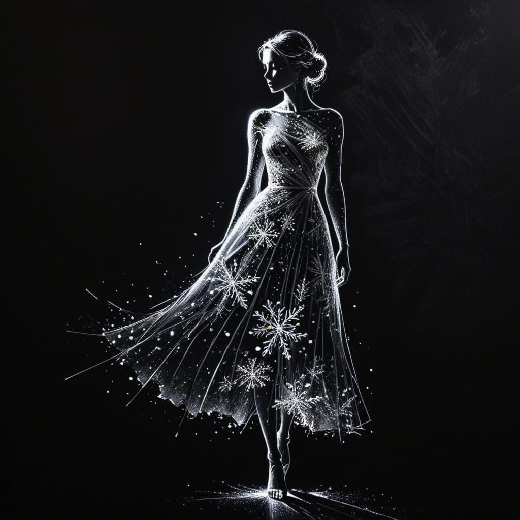Ethereal Snowflake Goddess in Minimalist Hyperrealism