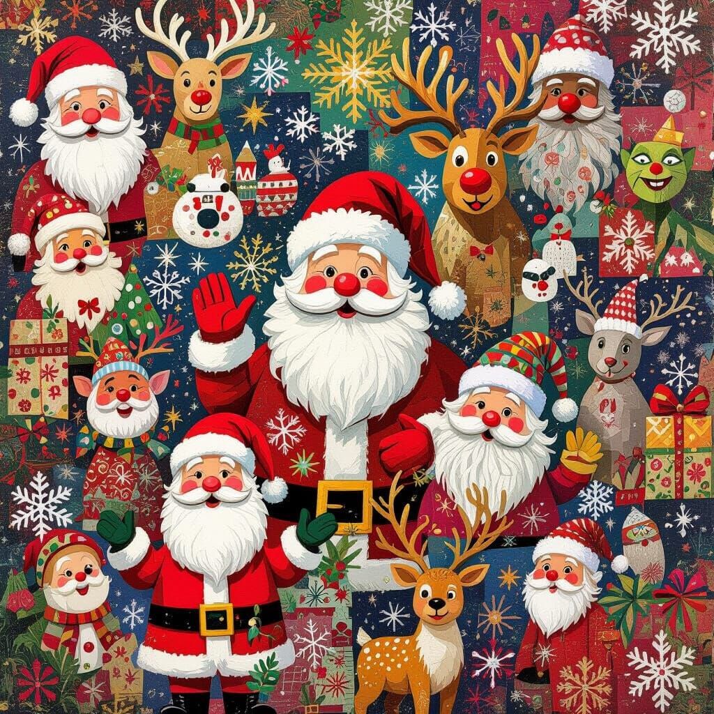 Vibrant Christmas Collage of Global Holiday Figures