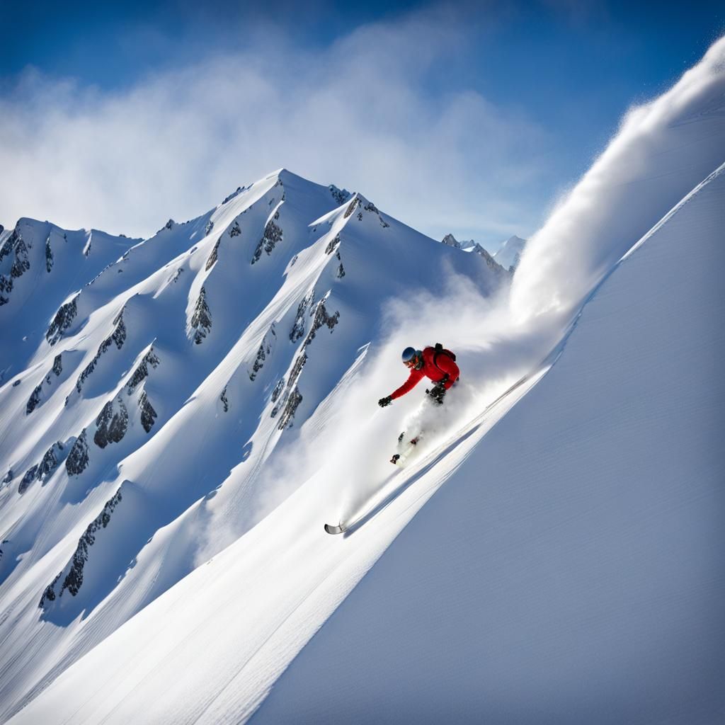 Freestyle Skier on Alaskan Mountain in Deep Powder
