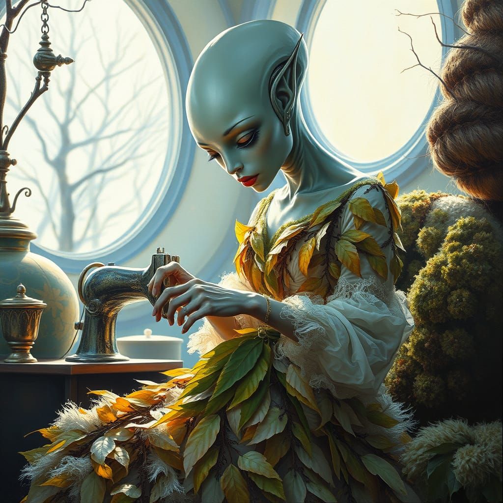 Alien Fashion Designer Creates Winter Gown