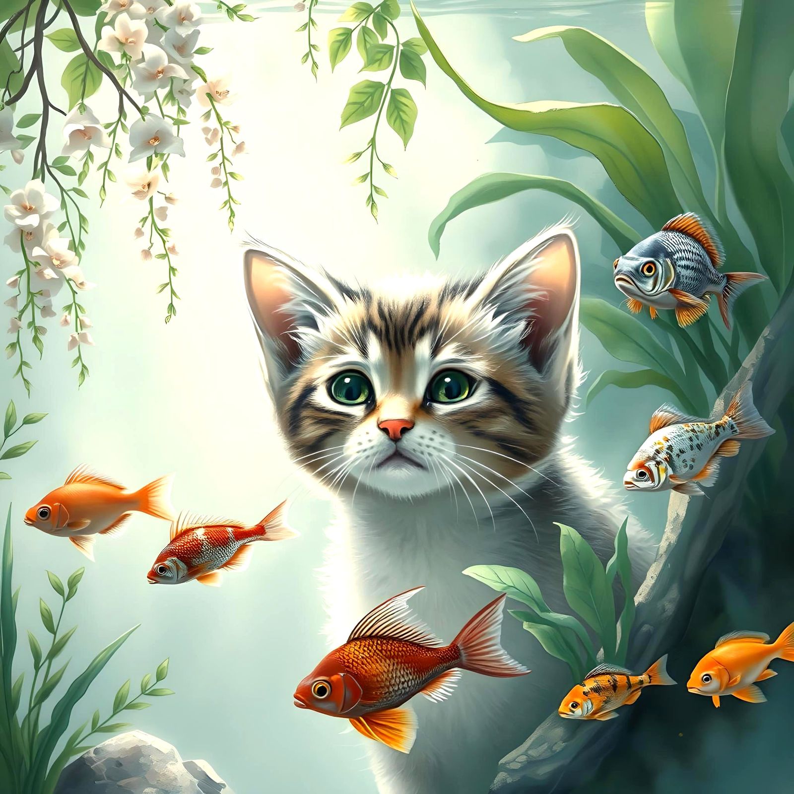 Cat Watching Fish