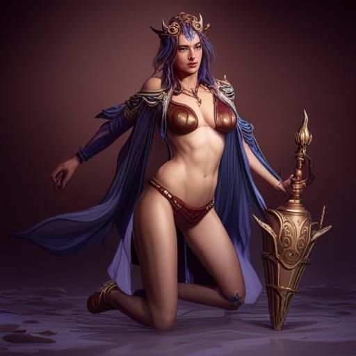 Dark Fantasy Goddess in Art Nouveau Style