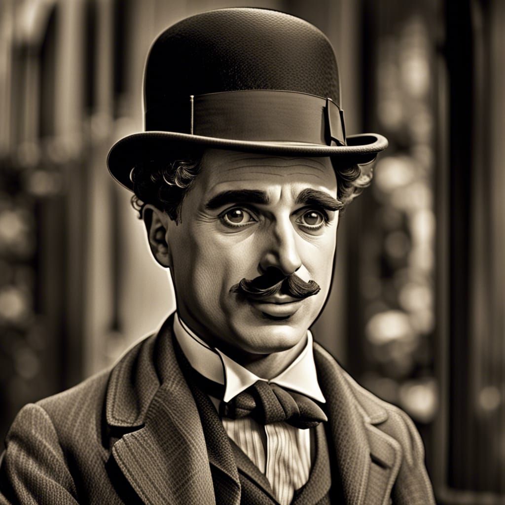 Hyperrealistic Image of Charlie Chaplin in Sharp Focus