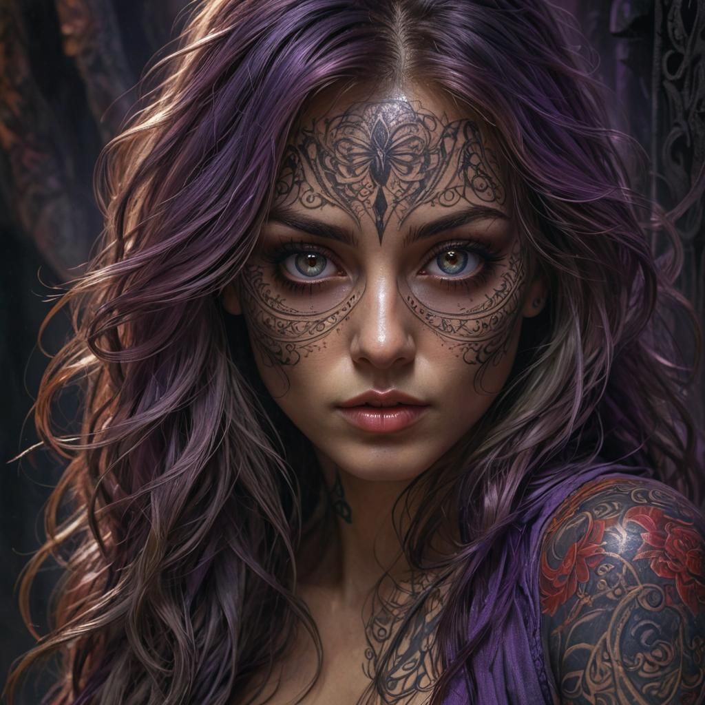 Mystical Woman in Shadows with Magical Staff