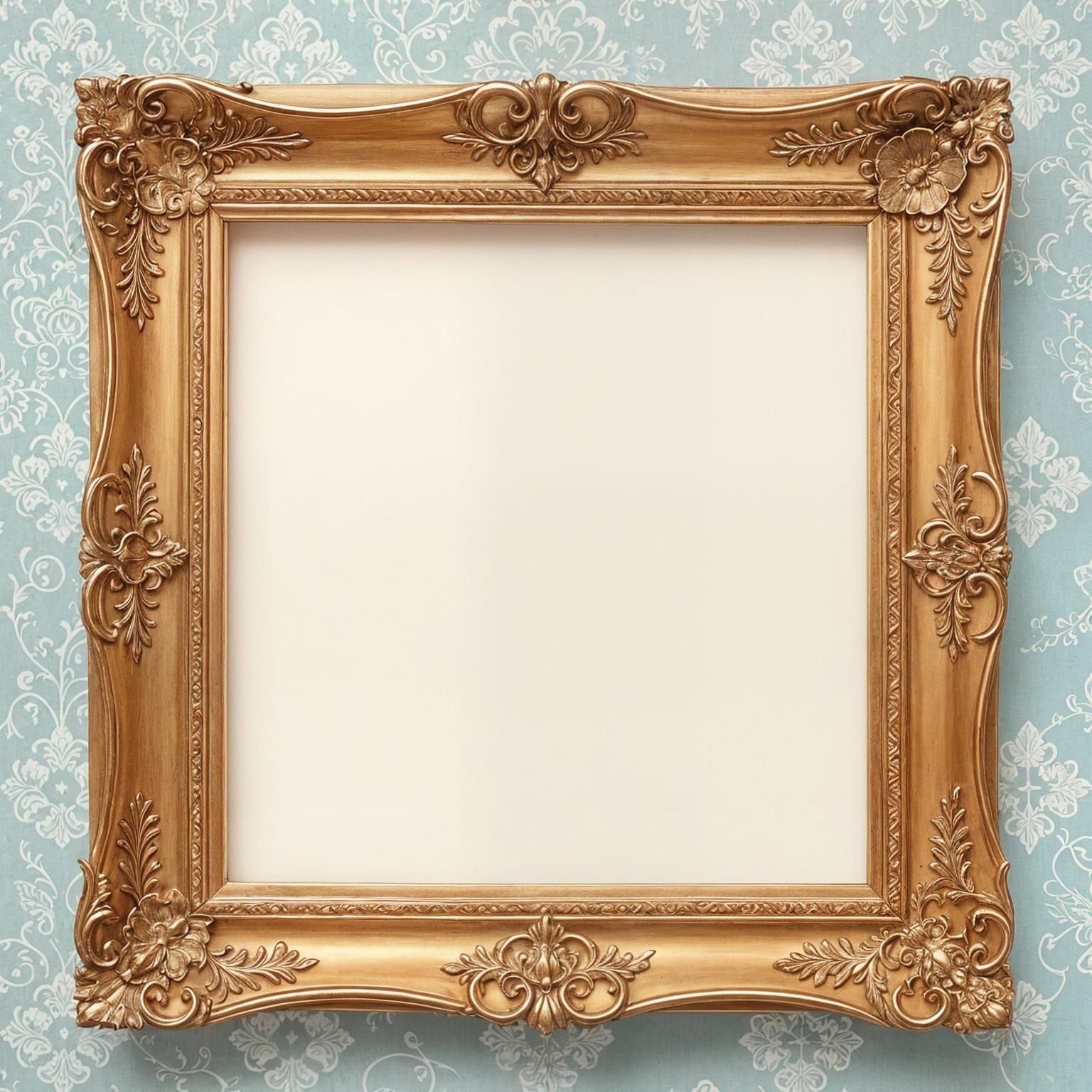 Sepia Toned Ornate Frame with Blue Texture