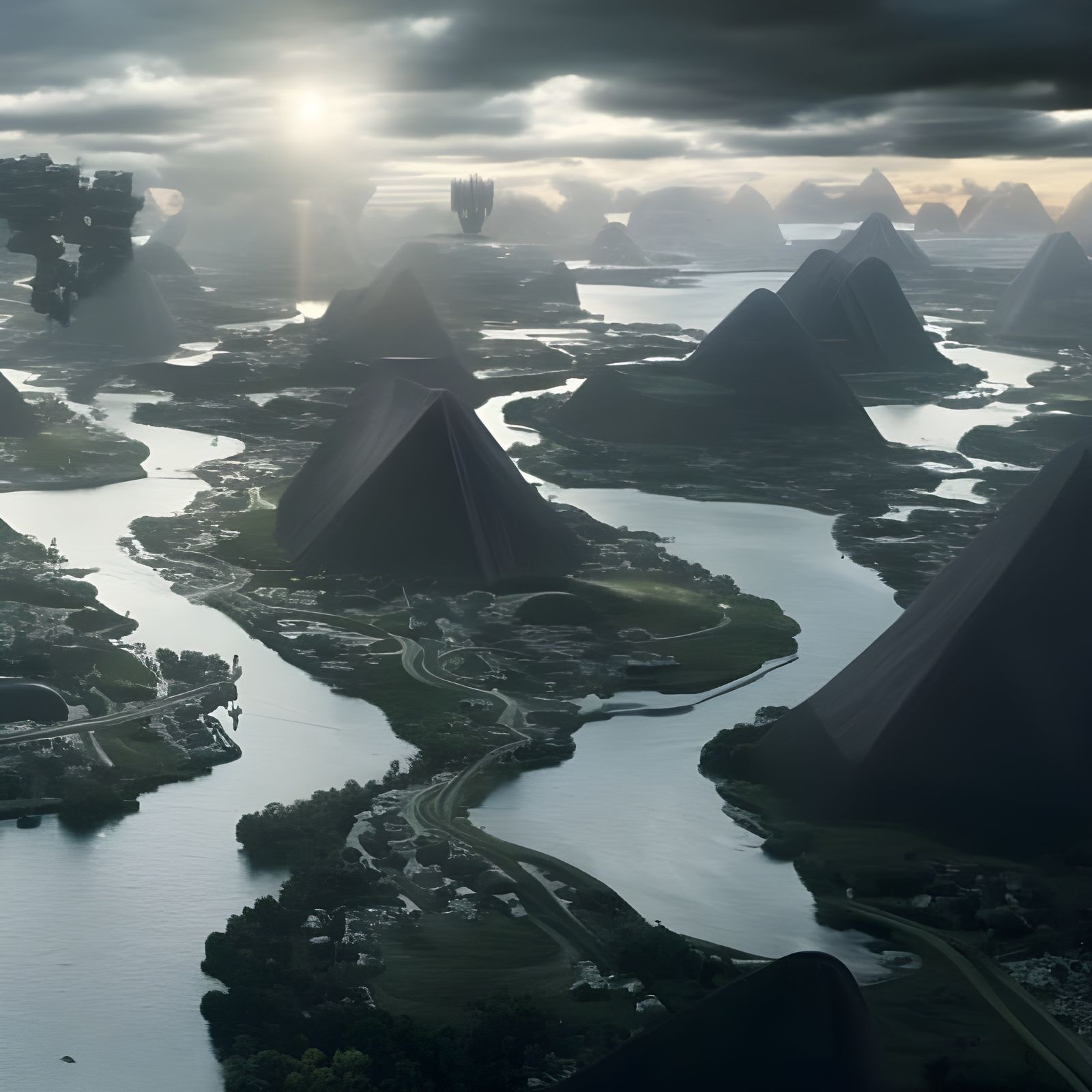 Hyperdetailed Deconstruction of Human Brain in Dreamy Landsc...