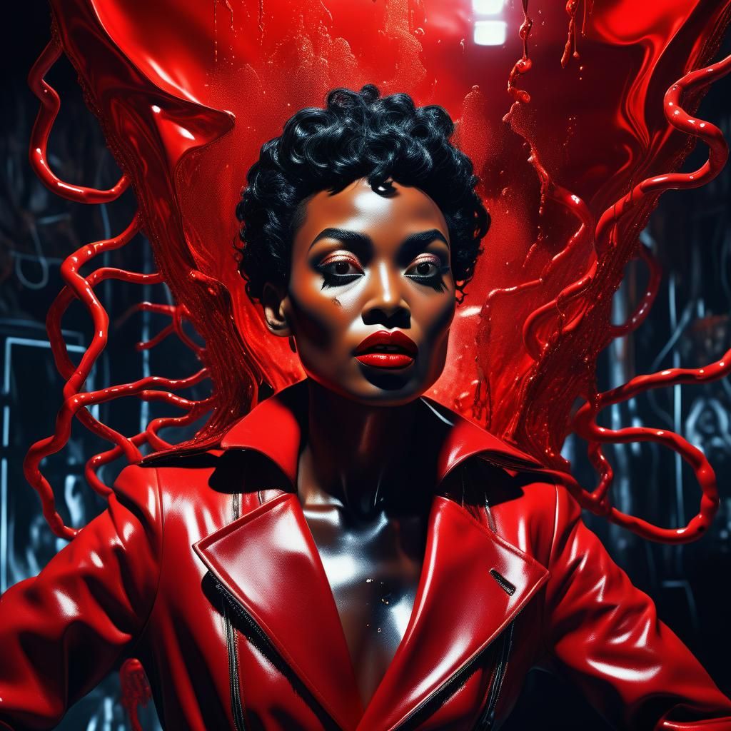 Black Cyber-Sorceress in Surrealist Photorealism Style