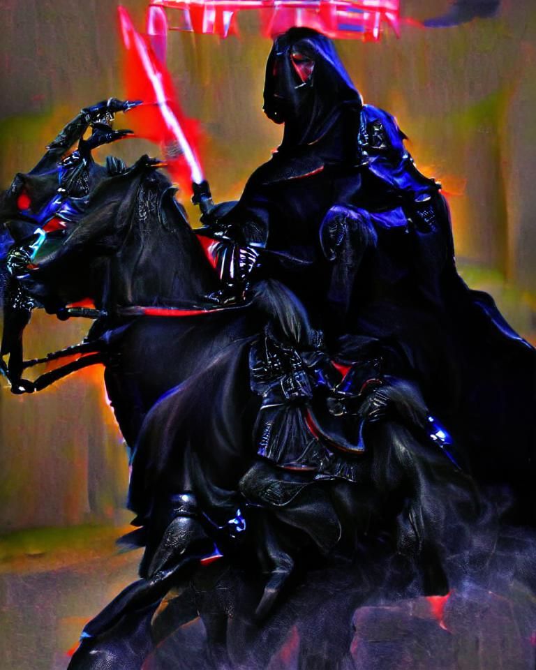 Dark Rider on Black Horse in Star Wars Style