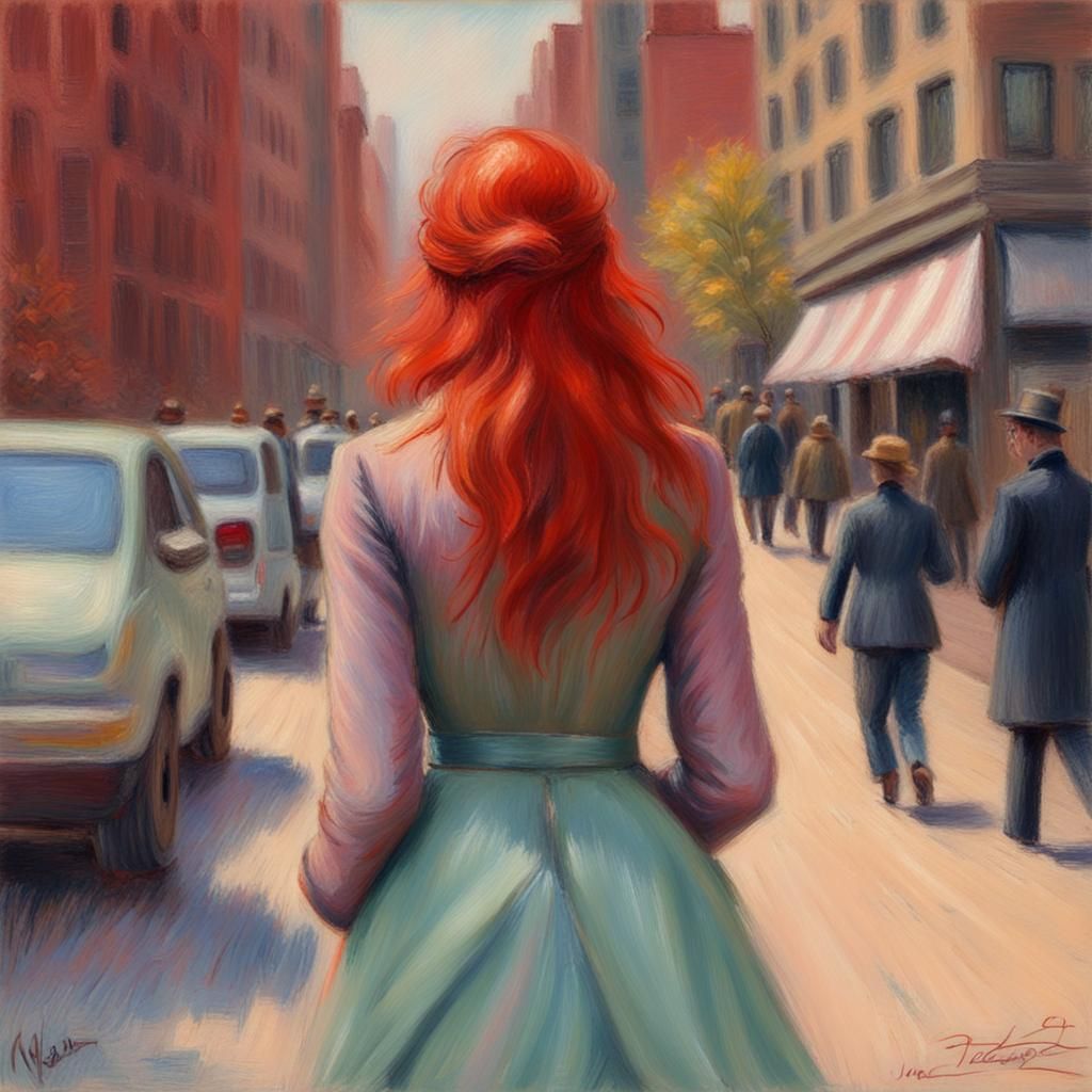 Red-Headed Woman in 1880s New York, Neo-Impressionism