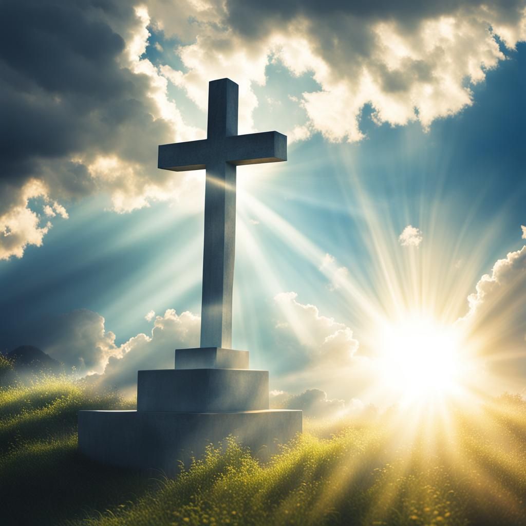 Sunlit Cross in Heaven's Soft Light