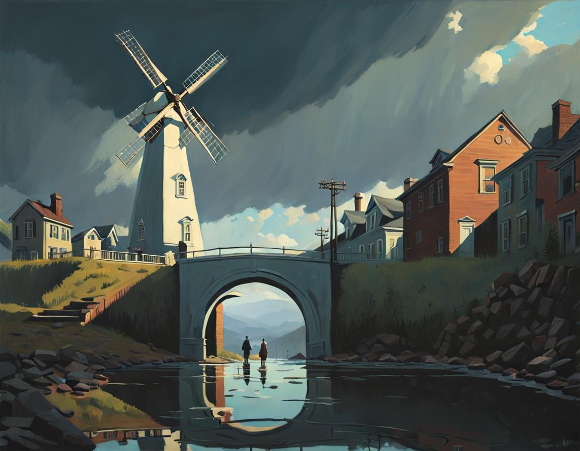 Flooded Ancient Street in Surrealist Style