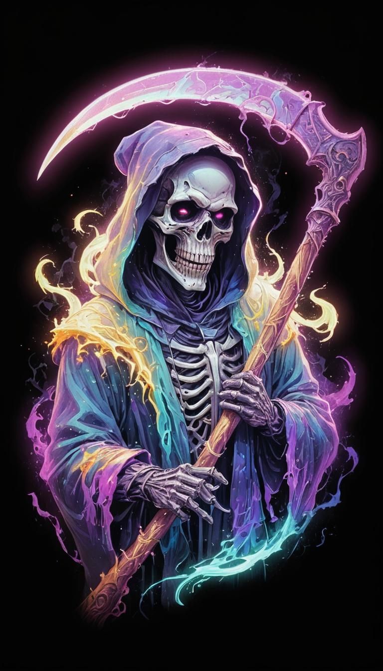 Neon Grim Reaper Graveyard Concept Art