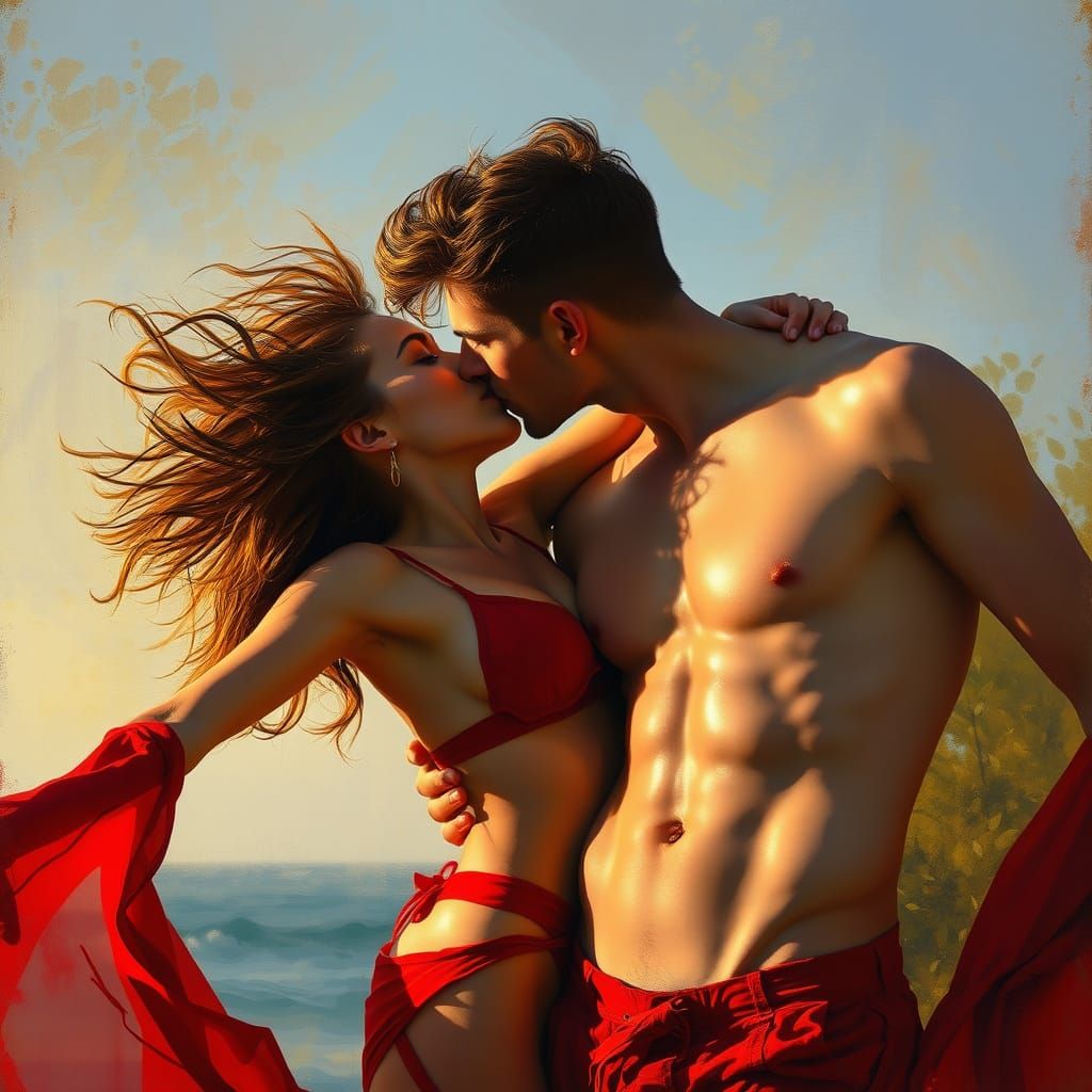Passionate Summer Kiss in Crimson Red