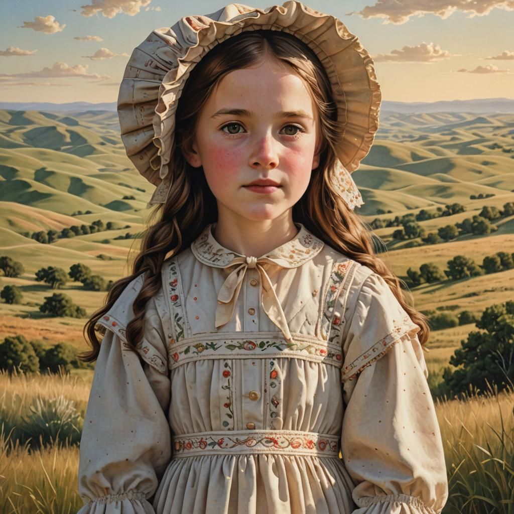 Prairie Girl Portrait in Realistic Fine Art Style