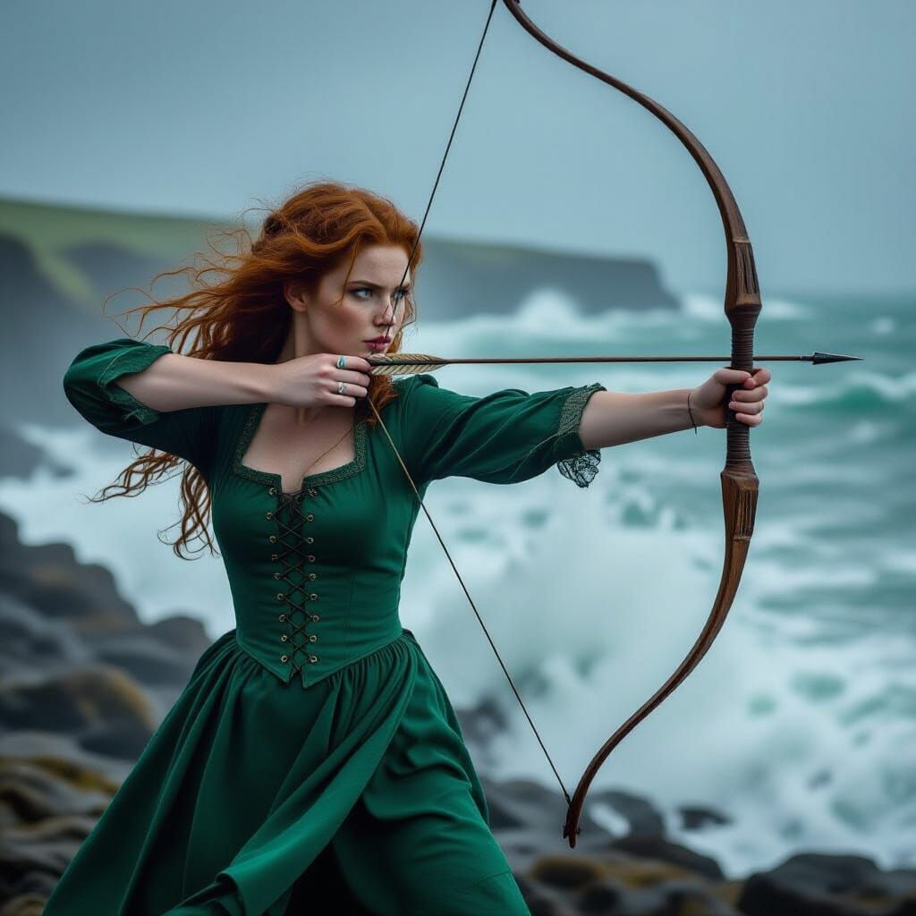 Irish Archer on Stormy Coast
