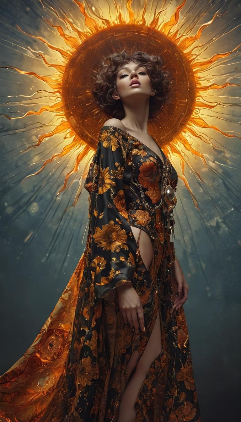 Sun fashion Catwalk. Style of Pop_Art_Nouveau Surrealism Mag...