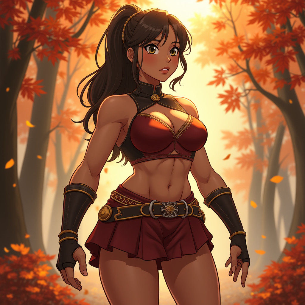 Autumnal Forest Woman: Digital Art in Earthy Tones