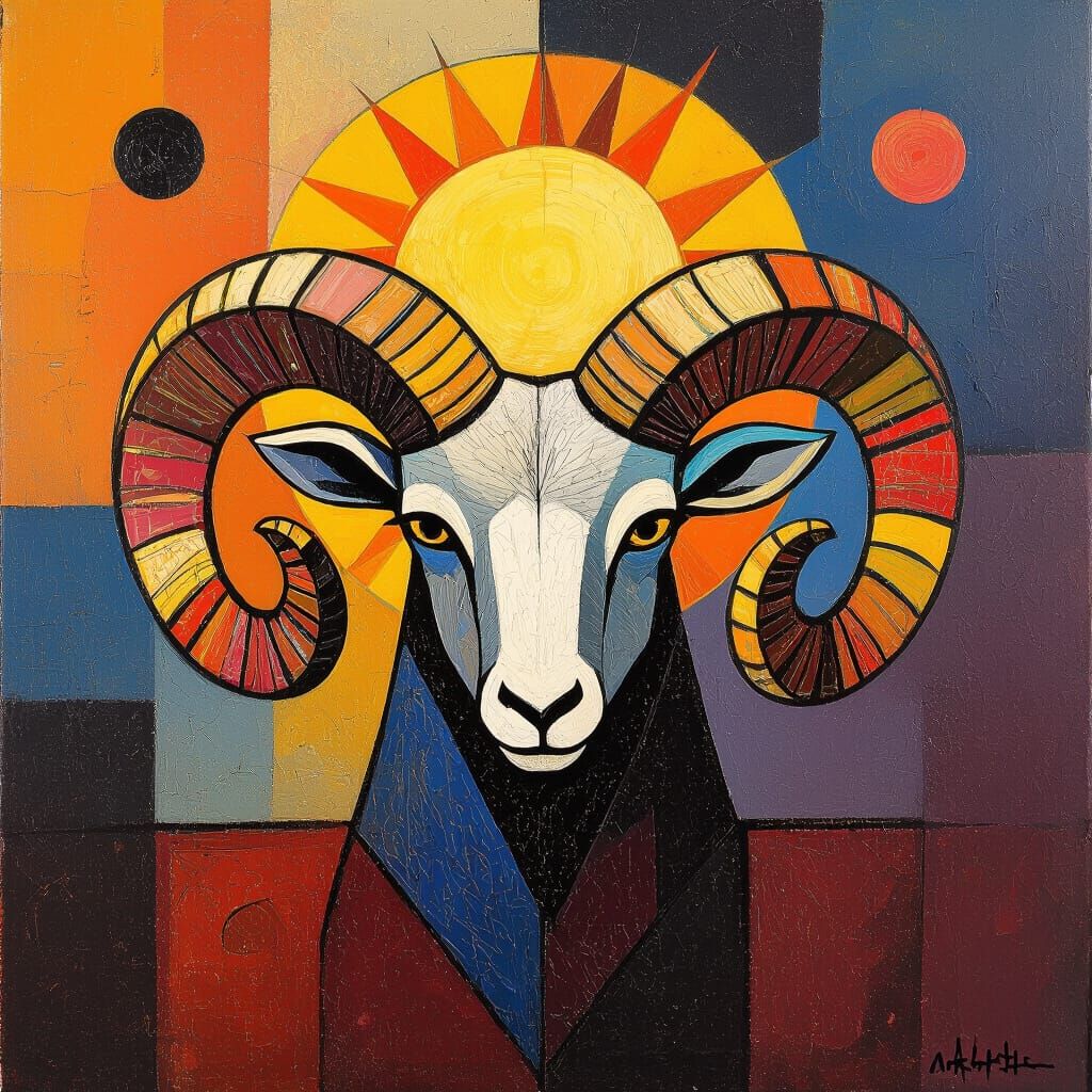 Aries Ram with Sun Disk: Abstract Expressionism