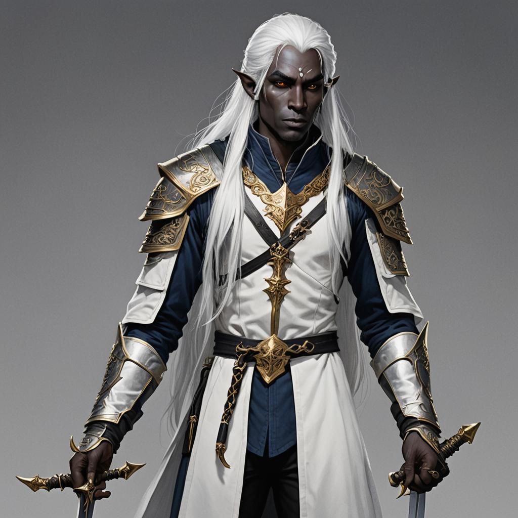 Half-Drow Scout with Swords and Elfin Chain