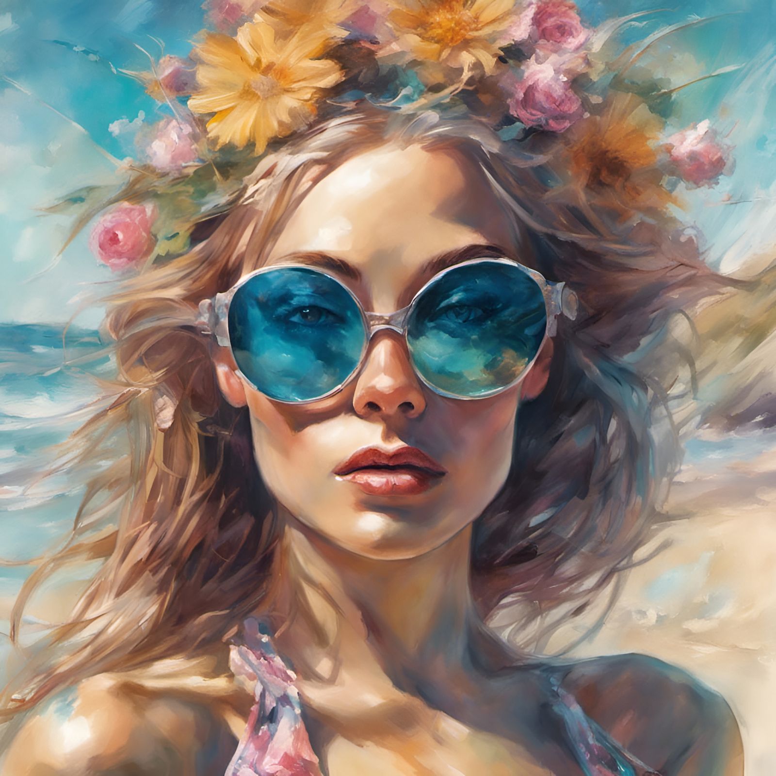 Glamorous Alien Princess Portrait on the Beach