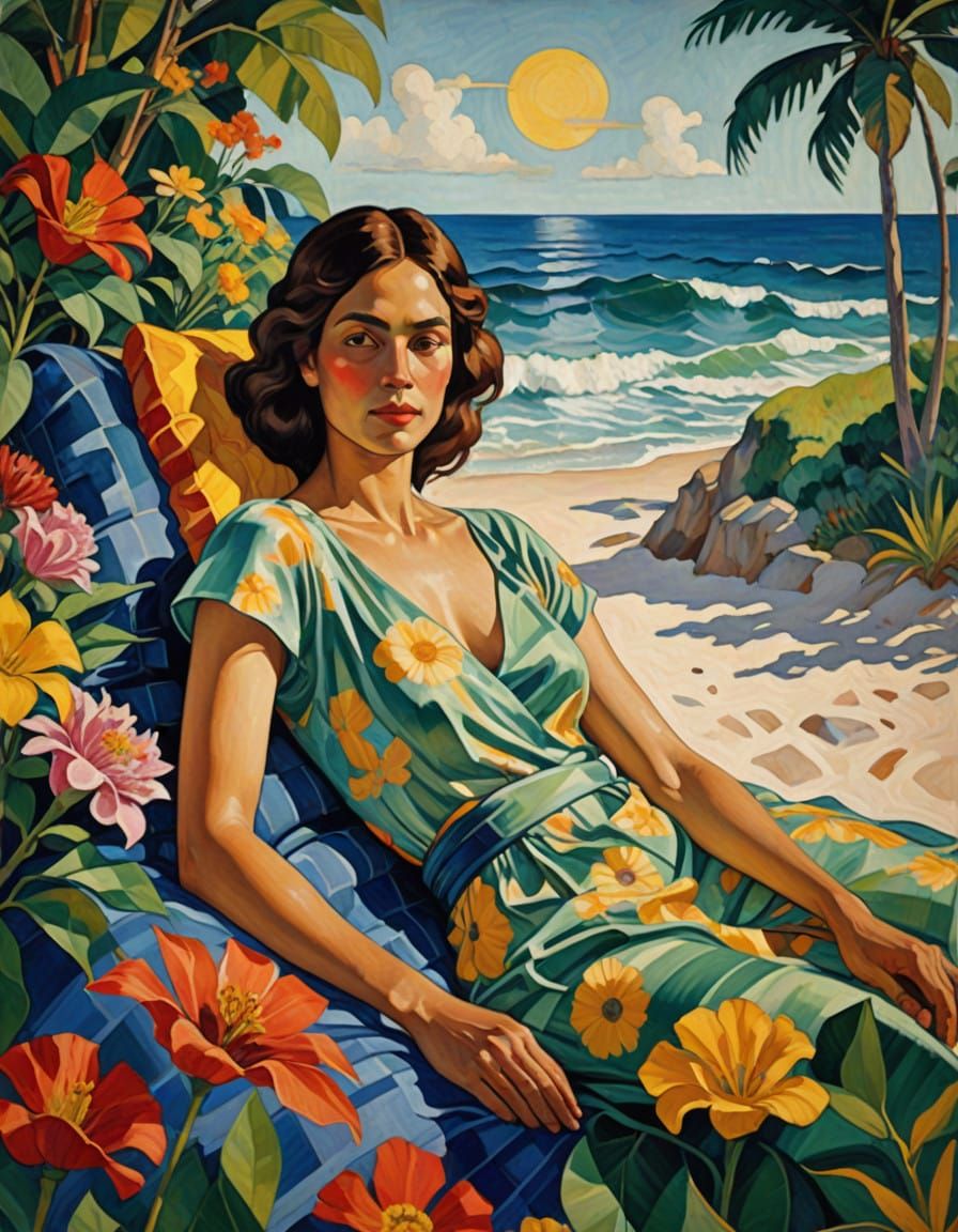 Ethereal Brazilian Beauty by the Serene Ocean