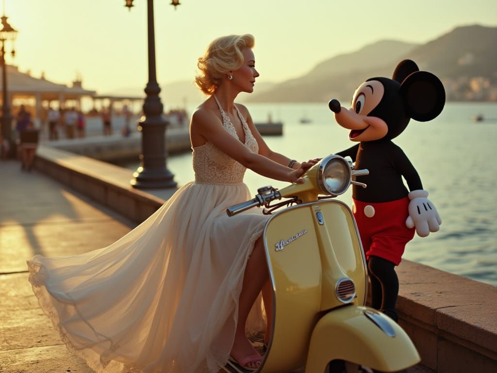 Vintage Hollywood Starlets Meet Disney Icons in Classic Ital...