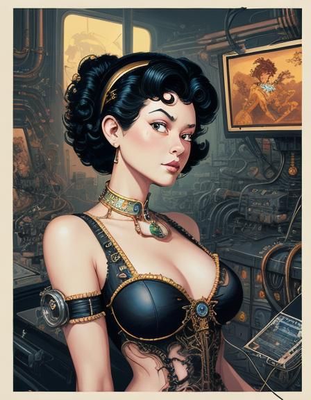 Rococo swimwear Dressed Betty Boop. Stunningly detailed illu...