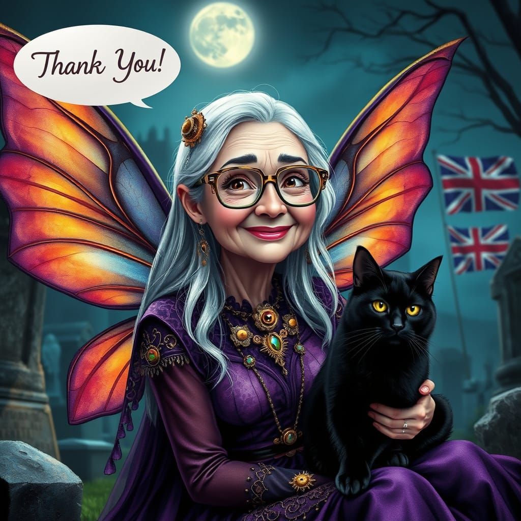 Steampunk Fairy in Graveyard Reflects on Kindness