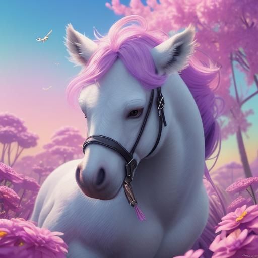 Whimsical Winged Seahorse in a Candy Art Style