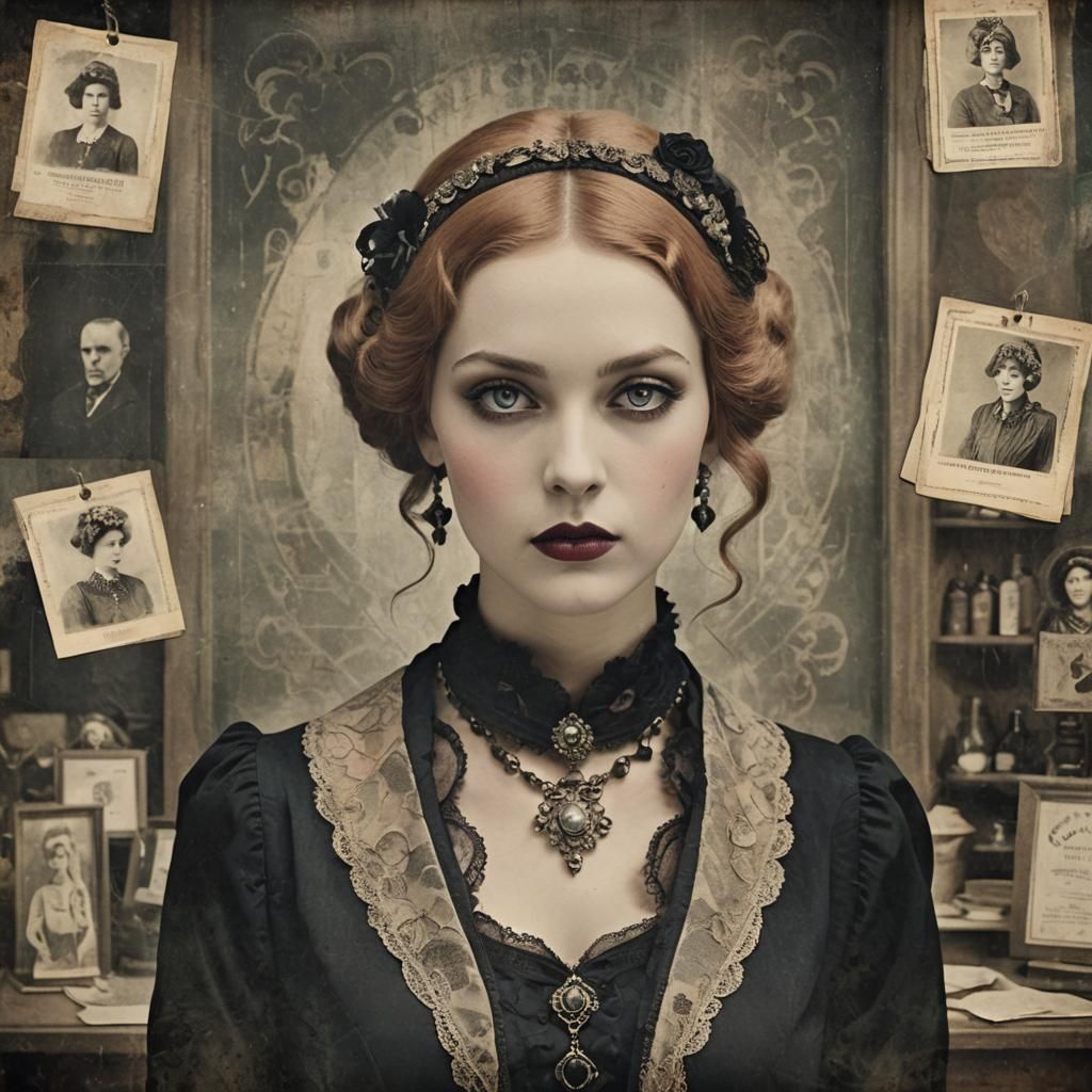 Gothic Fashion Portrait of Store Clerk in Wegener Style