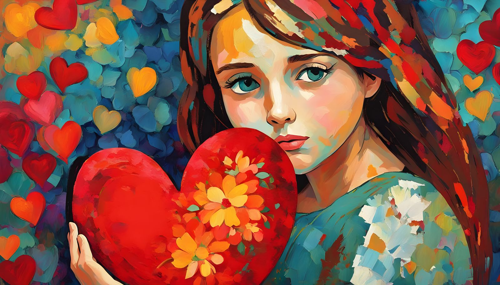 Tender Girl Surrounded by Vibrant Floral Splendor