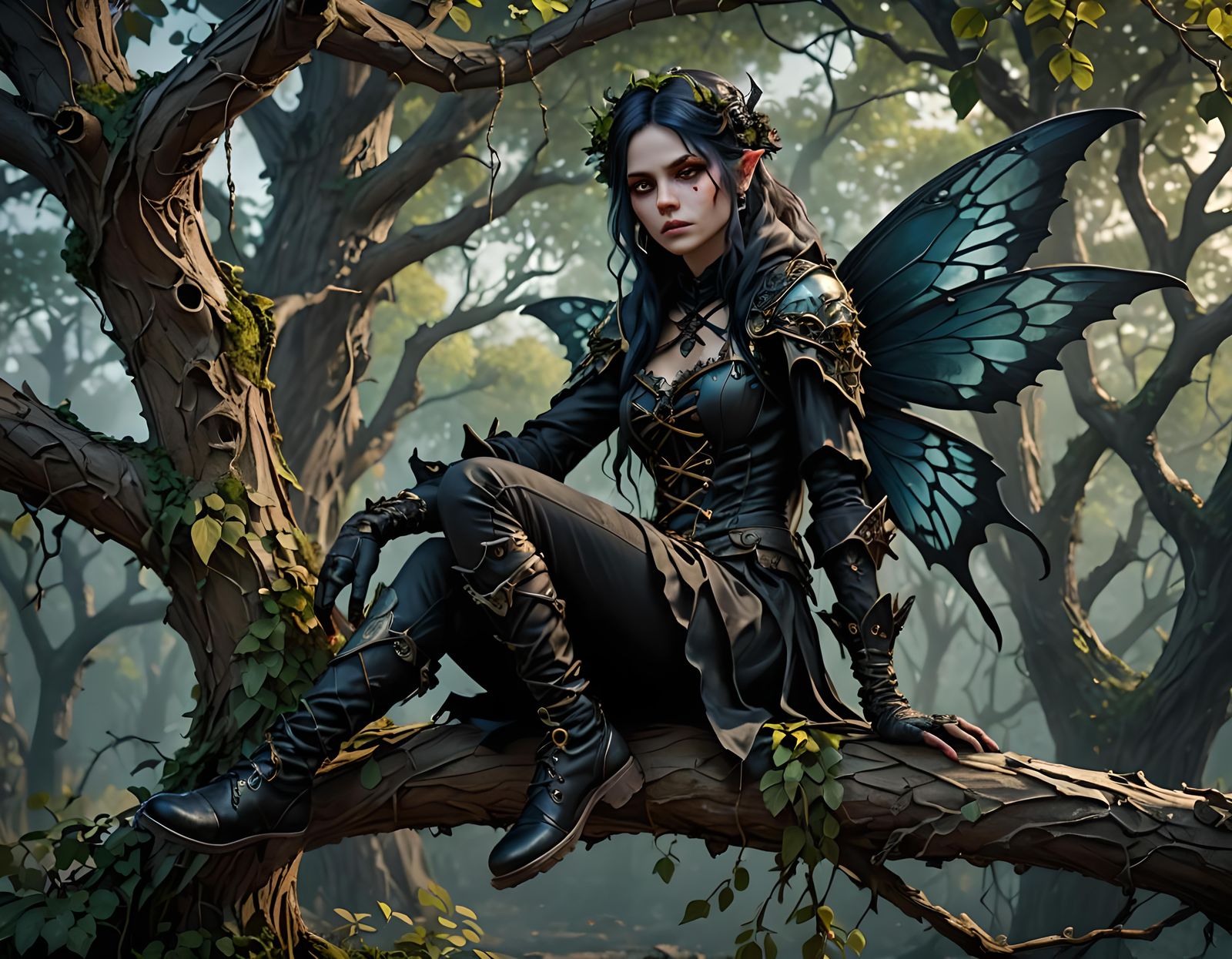 Gothic Fairy in Combat Boots, Vanitas Style