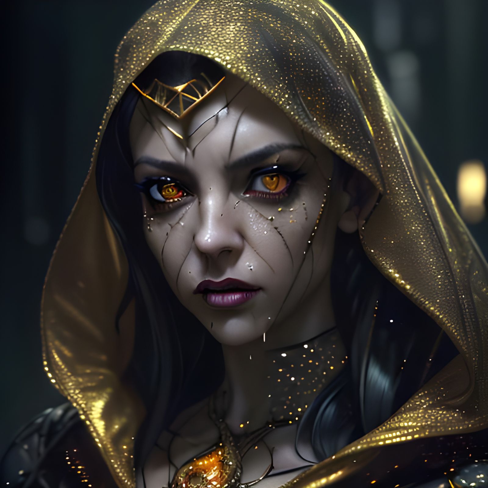 Golden Eye Reflecting Terror in Hyperrealistic Detail