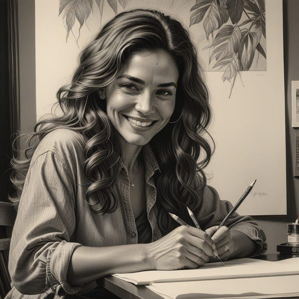 Realistic Portrait of a Beautiful Woman in Graphite Drawing