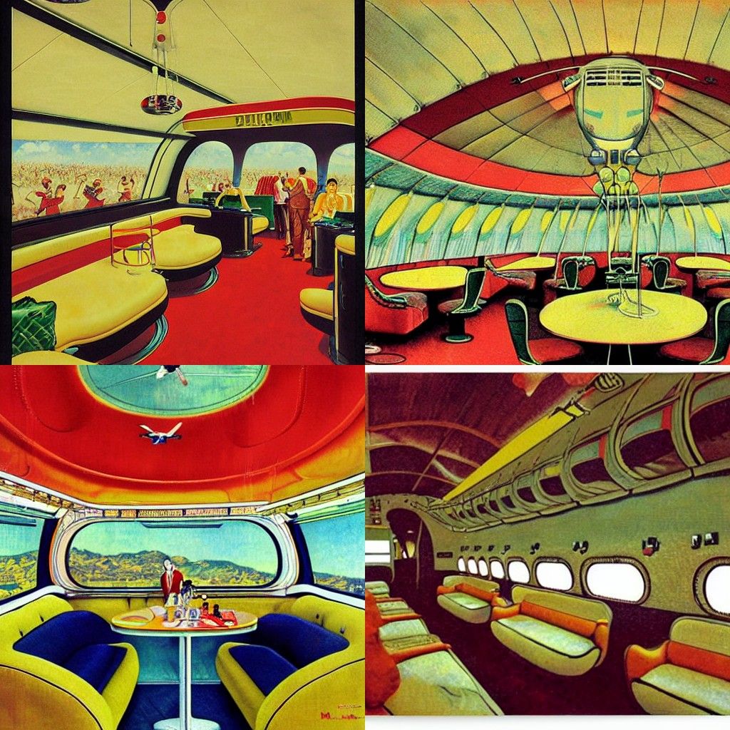 Retro Brazilian Casino Blimp Interior as Illustration