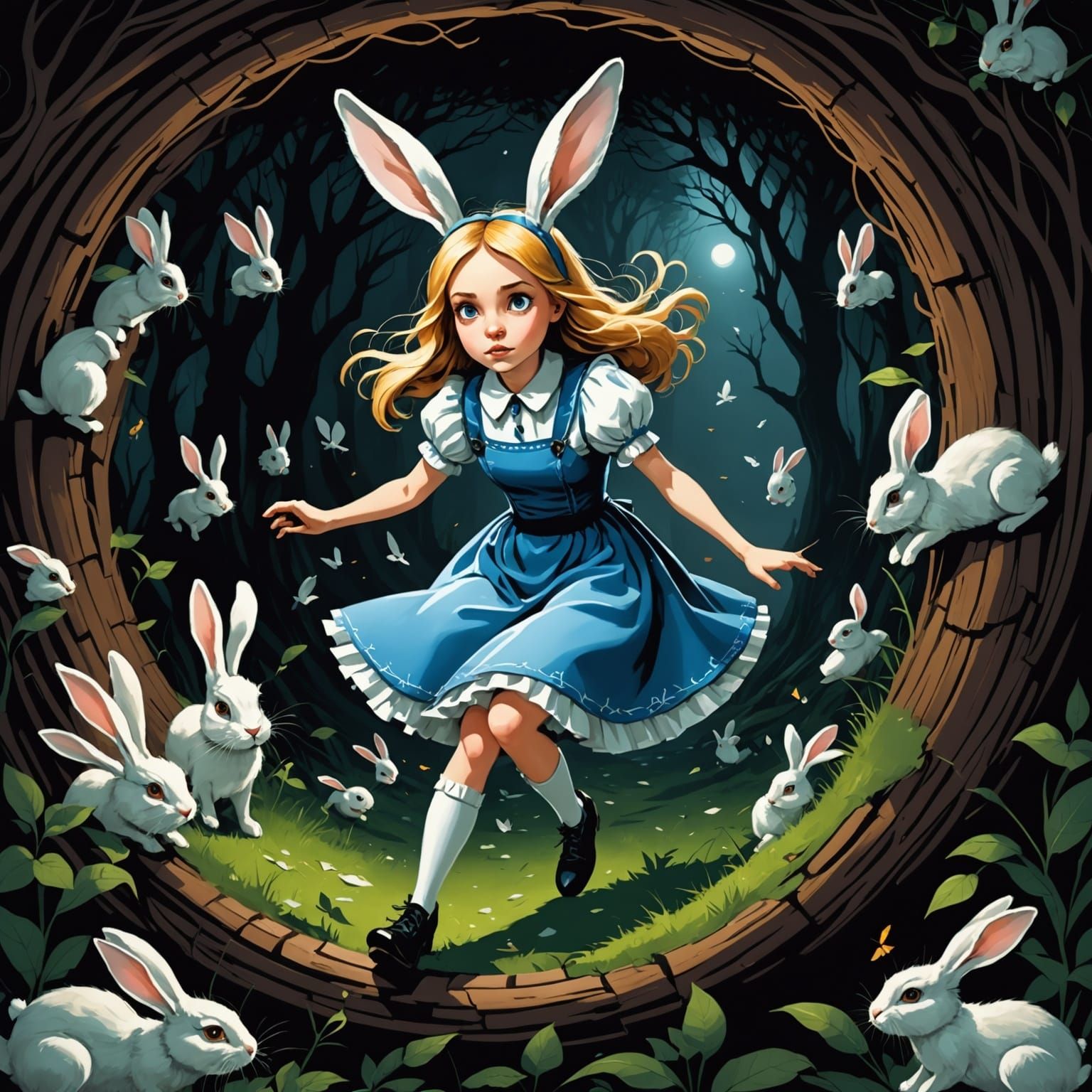 Surreal Wonderland Falls into Madness in a Dark Fantasy Artw...