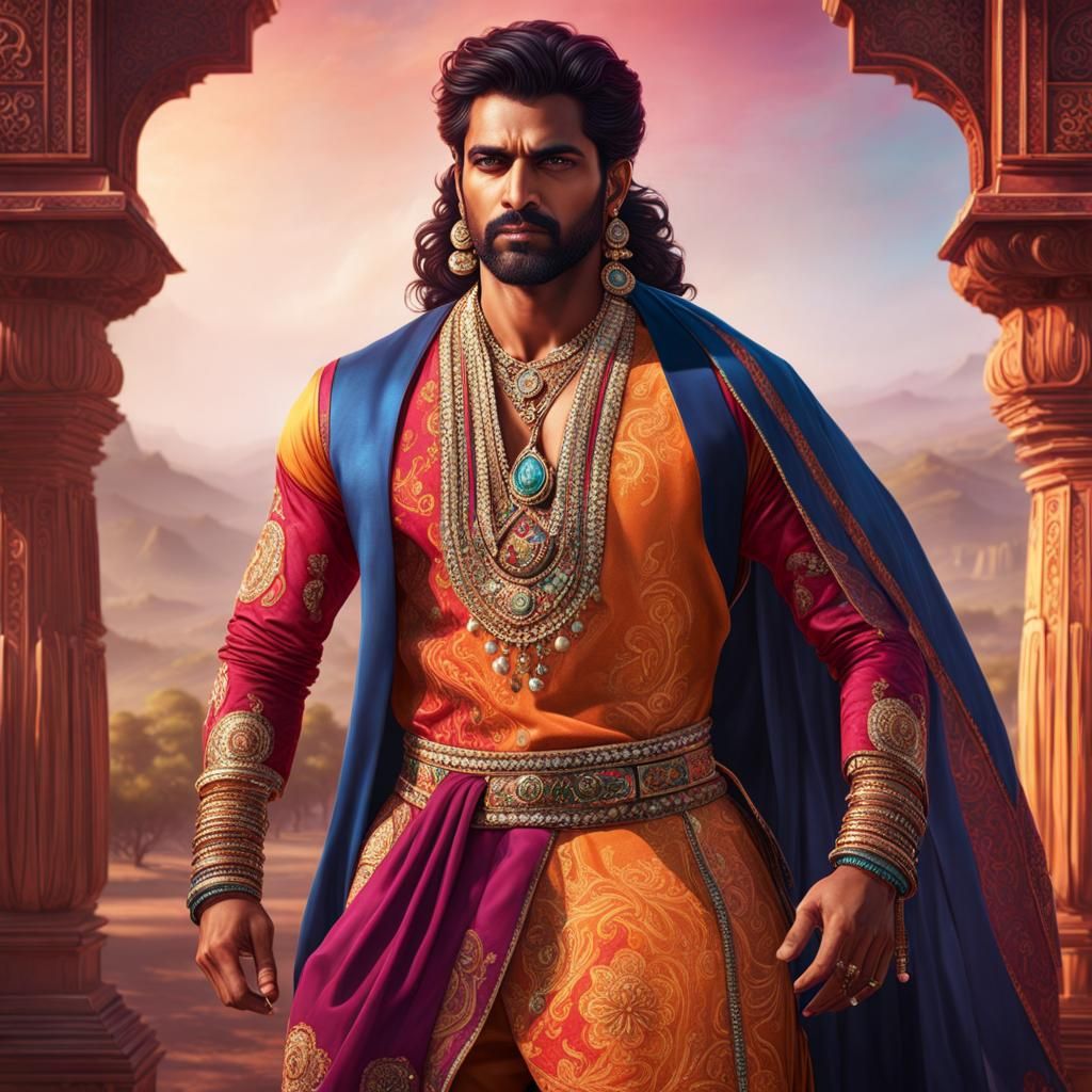 Hyperrealistic Portrait of Indian Man in Detailed Clothing