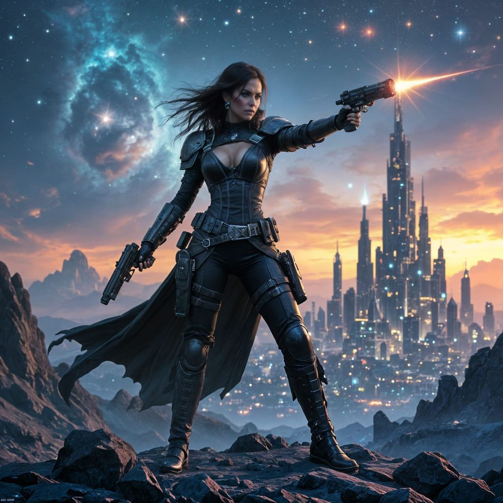 Galaxy Pirate on Asteroid in Nebula Light