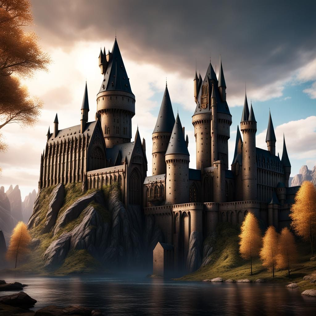 Detailed Matte Painting of Hogwarts in 8K