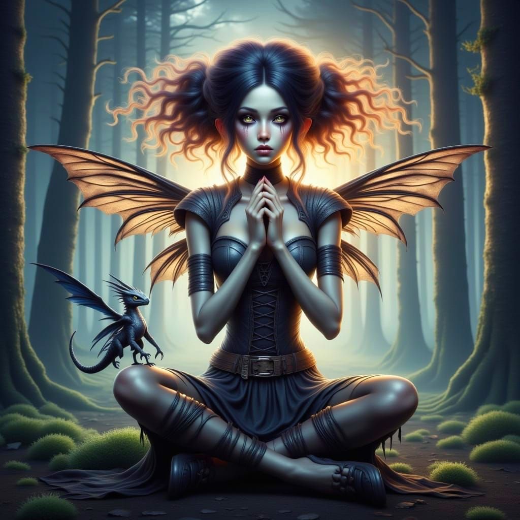 Surreal Fairy Dragon Hybrid in Neon Aesthetic