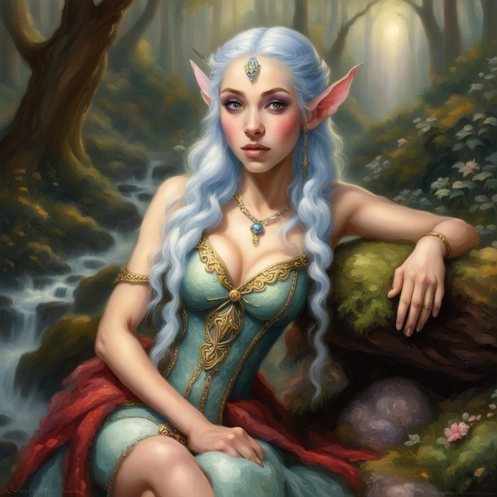 Ethereal Elf in Hyperdetailed Fantasy Landscape