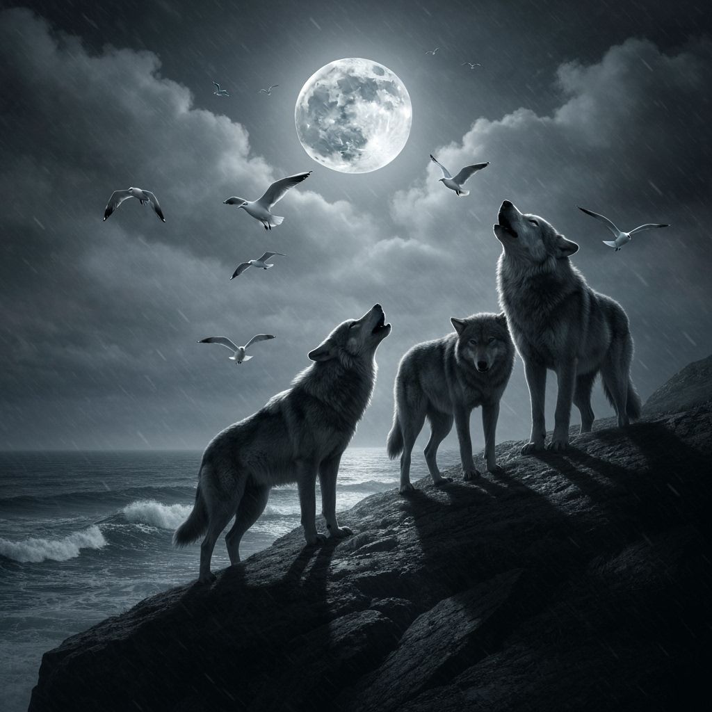 FULL MOON BY THE CLIFF