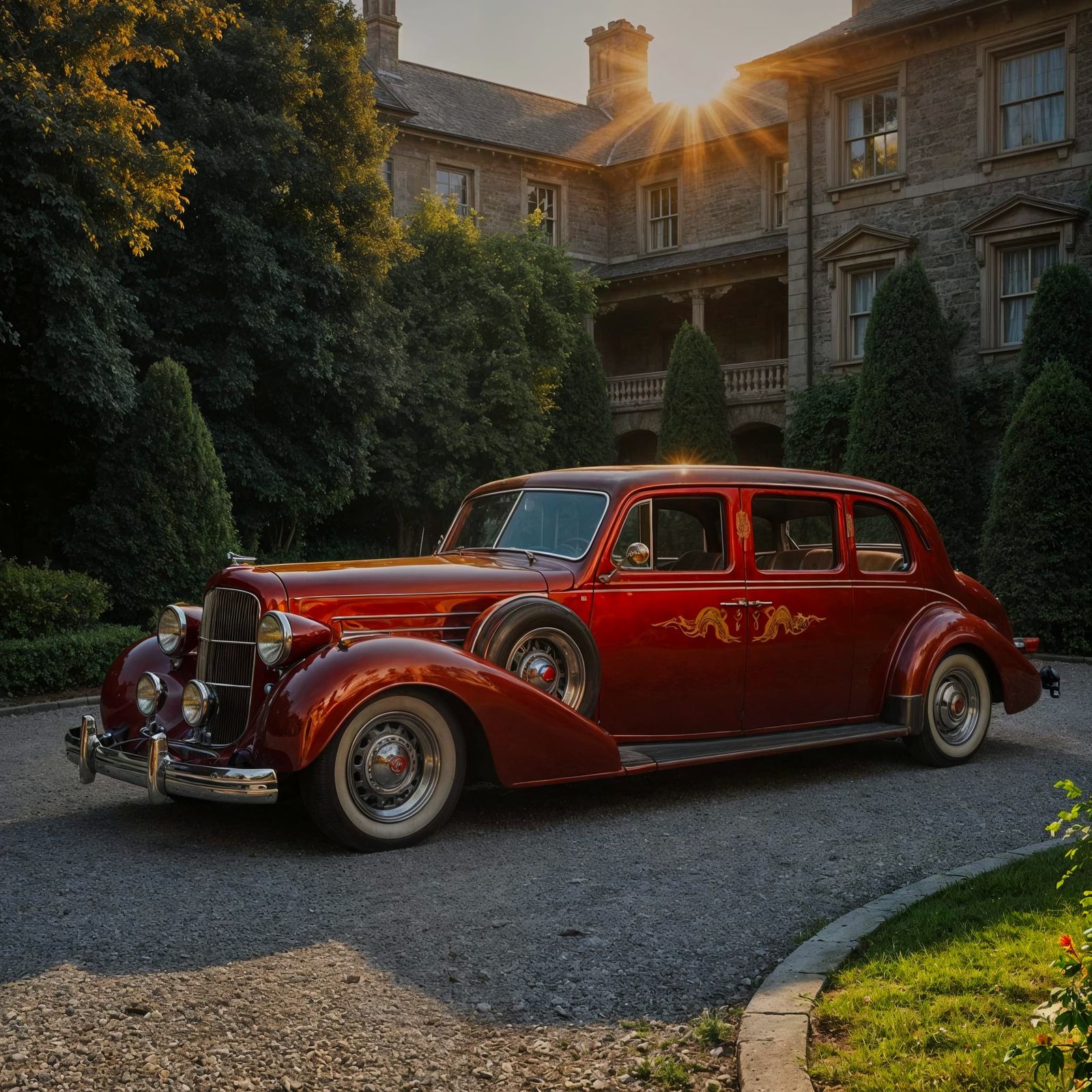 Steampunk Limousine in Morning Light