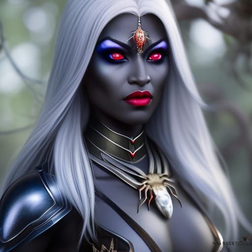 Drow Spider Priestess Portrait in Fantasy Style