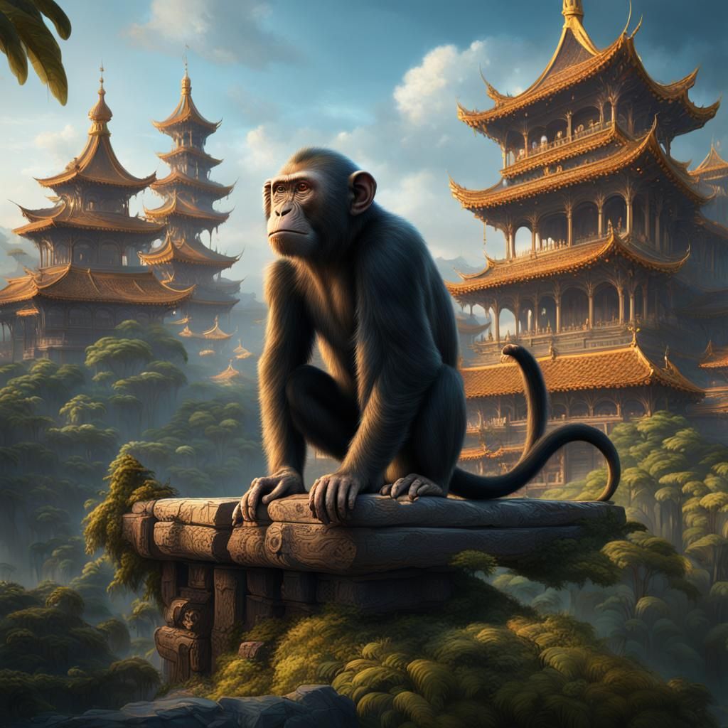 Fantastical Monkey in Detailed Matte Painting