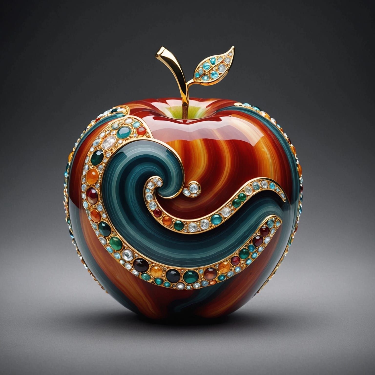 Jeweled Stone Apple: A Fabergé-Inspired Masterpiece