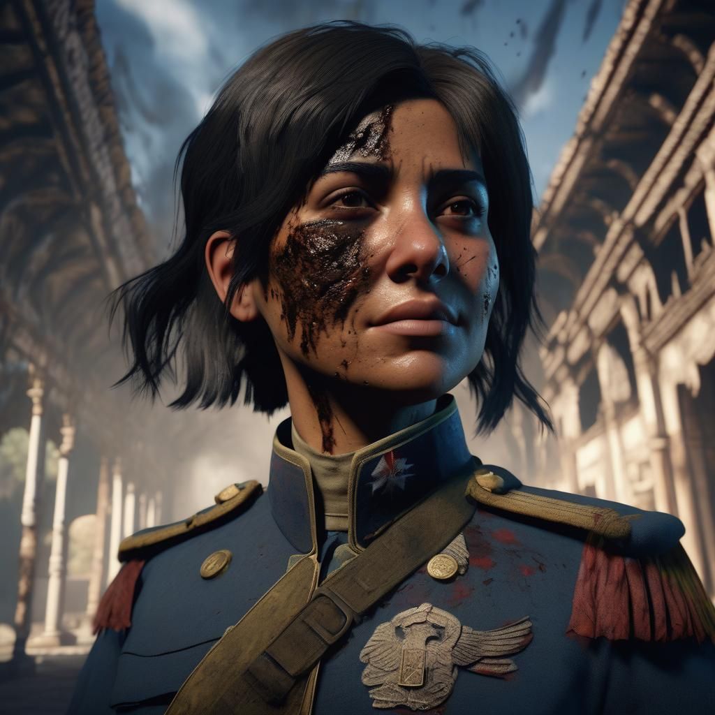 Scarred Hispanic Soldier's Shy Smile