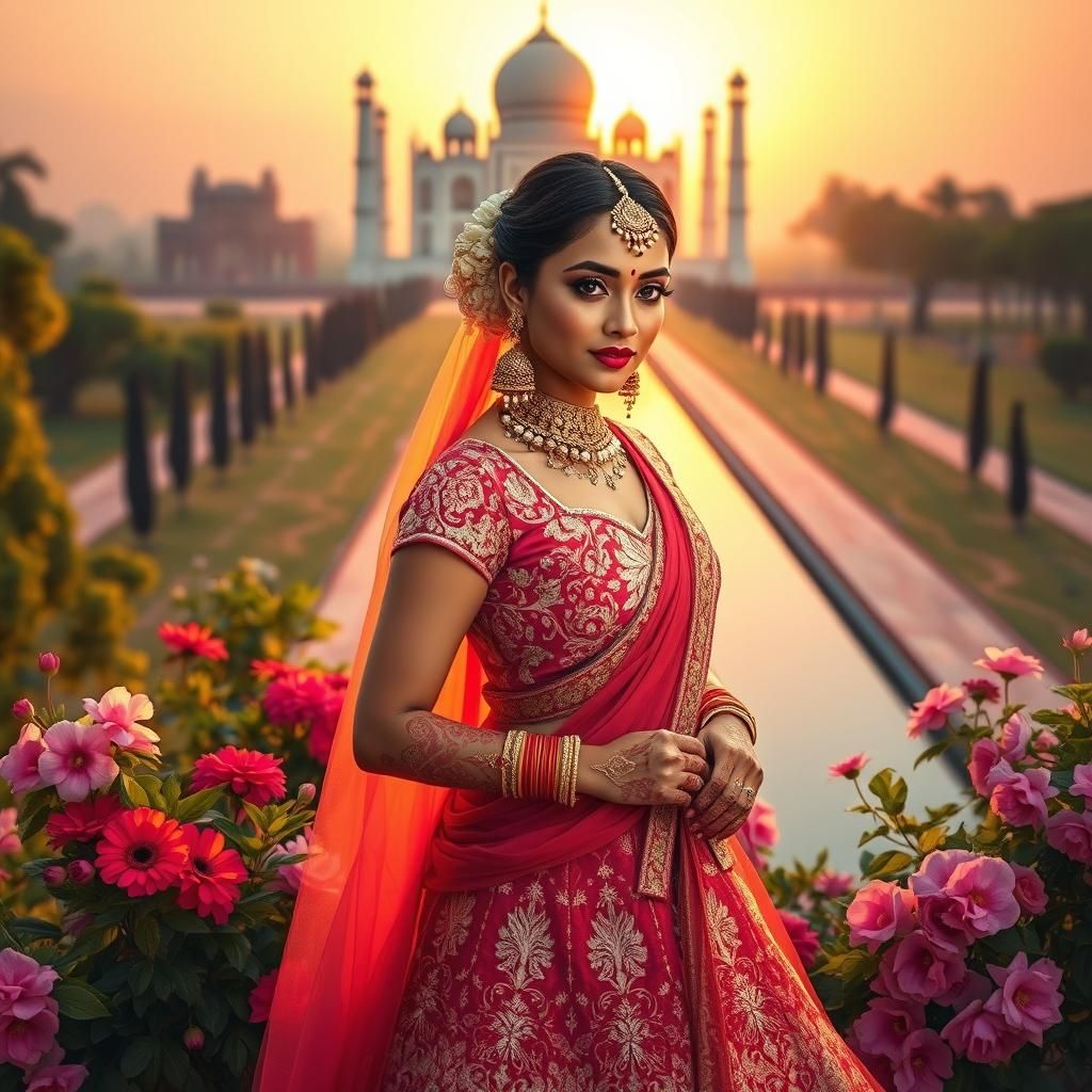 Indian Model at Taj Mahal: A Digital Painting