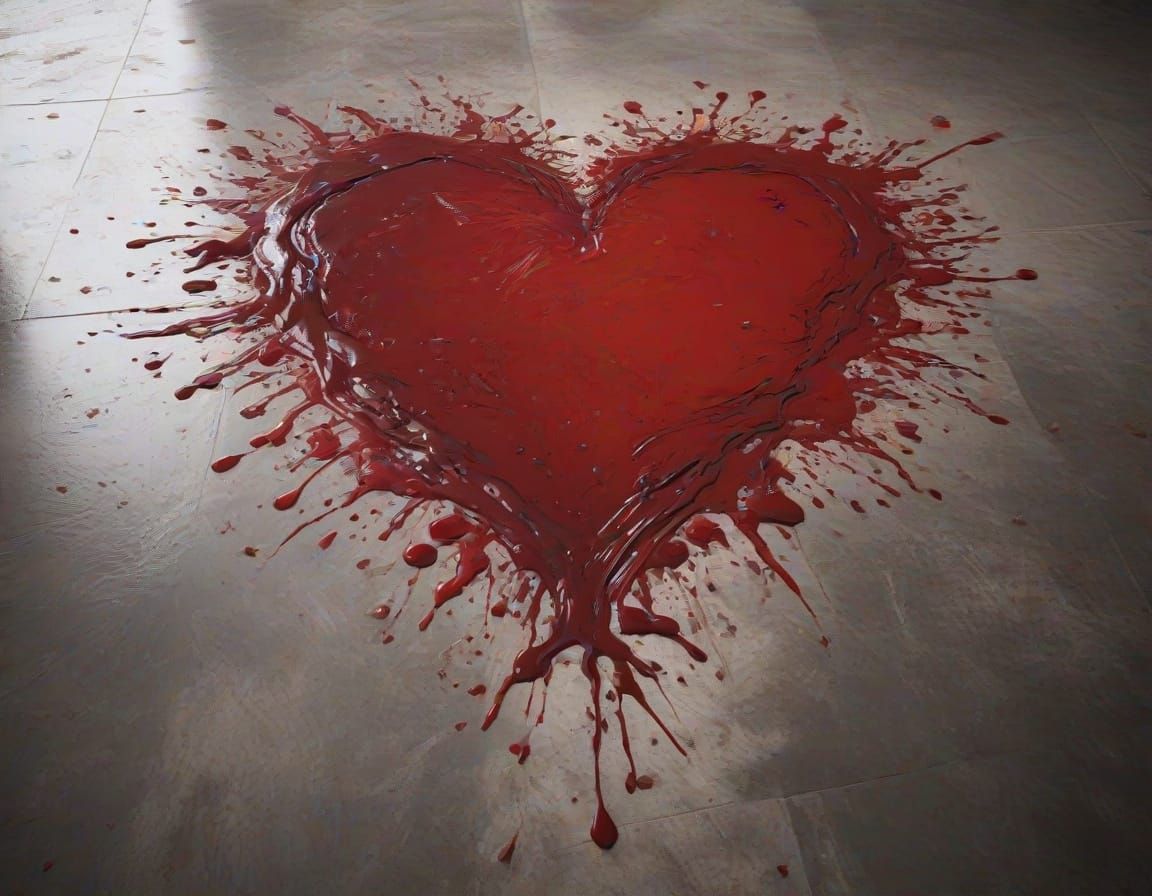 Blood Heart Splatter Matte Painting