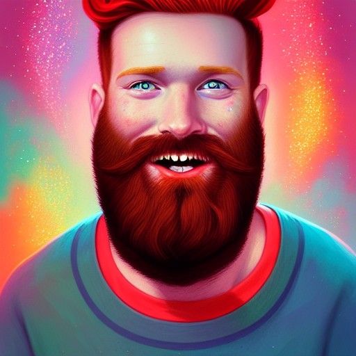 Portrait of a Red-Haired Man with Luminous Sparkles